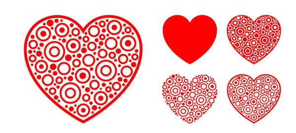 Geometric Flat Heart Shape Bubble Circle Texture Love Icon Vector — ストックベクタ