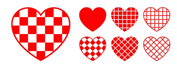 Geometrische Vlakke Hartlijn Met Ruitvormig Vierkant Patroon Love Icon Vector — Stockvector