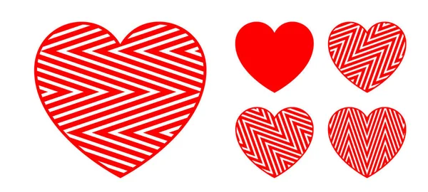 Contorno Geométrico Corazón Plano Lleno Textura Zigzag Icono Amor Elementos — Vector de stock