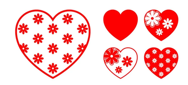 Abstract Flat Heart Shape Flower Pattern Texture Love Icon Vector — Stock Vector