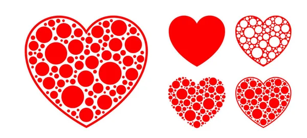 Geometric Flat Heart Shape Bubbles Texture Love Icon Vector Design — Stock Vector