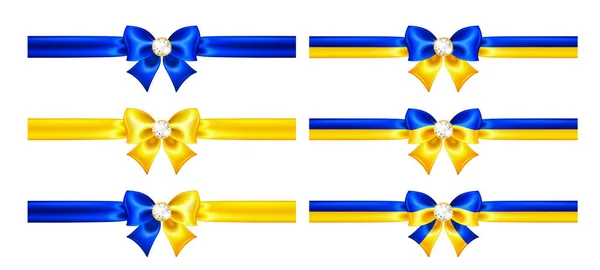 Blue Yellow Bow Gem Ribbon Colors Ukrainian Flag Decorative Design Vecteurs De Stock Libres De Droits