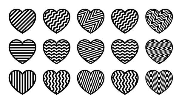 Çizgi dokusuna sahip kalp hatları. Dekorasyon tasarımı için sevgi simgesi vektör tasarımı ögesi. Modern konsept çıkartma, simge, sevgililer günü kartı, hediye çeki için mükemmeldir.