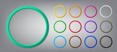 Gölgeli yuvarlak fotoğraf çerçeveleri. Modern vektör 3d grafik çizimi. İş ve pazarlama konsepti sunumu için fotoğraf şablonu, fotoğraf ve resim. Model çerçeve tasarımı