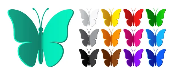 Set Von Farbigen Monarch Schmetterling Silhouette Moderne Vektor Grafik Illustration — Stockvektor