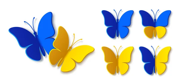 Блакитний Жовтий Метелик Монарх Тінню Сучасний Вектор Графічна Ілюстрація Патріотична — стоковий вектор