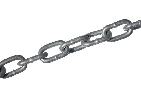 New Steel Chain White Background Isolated Protection Safety Concept — Stock fotografie