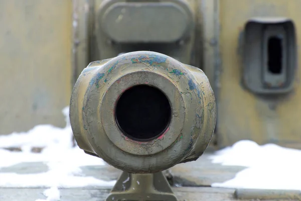 Silah Namlusu Yakın Çekim Görüş Rus Saldırısı Ukrayna Karşı Bir — Stok fotoğraf