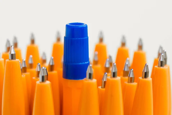 Gelbe Kugelschreiber Schließen Sich Schreibwaren Zum Schreiben Büro — Stockfoto