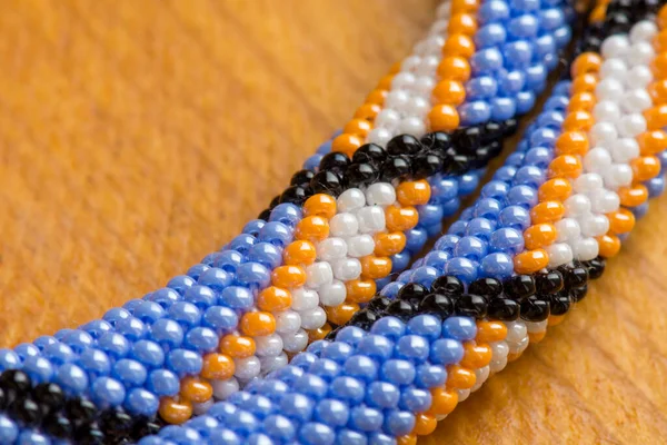 Perles Comme Passe Temps Broderie Modèle Perles Ethniques Élément Collier — Photo