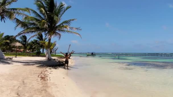 Vacanza Una Spiaggia Caraibica Vergine Incontaminata Messico Sole Dorato Luce — Video Stock