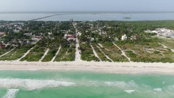 Karibik Dlouhý Panenský Nezkažený Výhled Pláž Drone Jedu Cuyo Yucatanu — Stock video