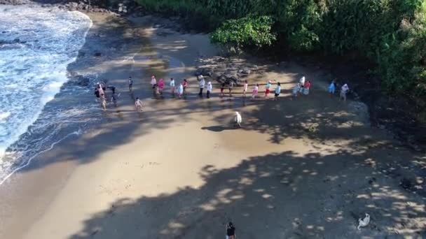 Pêche Collective Artisanale Dans Drone Aérien Playa Hermosa Pêche Traditionnelle — Video