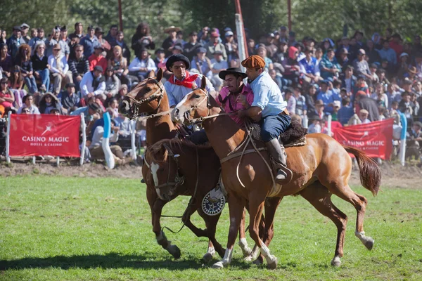 Gaucho krajowych puestero festiwalu w junin de los andes, 16 lutego 2013, patagonia, Argentyna — Zdjęcie stockowe