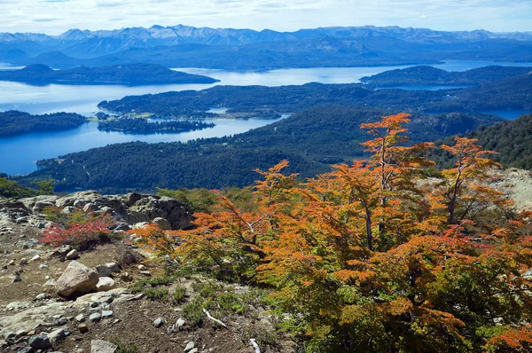 View from the mountain Lopez to the Villa Llao Llao, Bariloche, Patagonia, Argentina — Stock Photo, Image