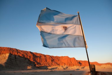 Argentina flag in the national park Ischigualasto clipart