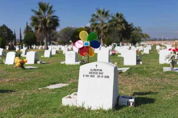 AGUASCALIENTES, MEXICO - NOV 01: Festively decorated grave on th — Stock Photo, Image