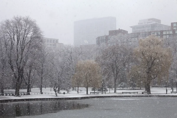 A queda de neve em Boston — Fotografia de Stock