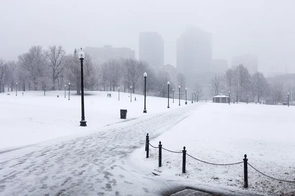 Snöfall i boston — Stockfoto