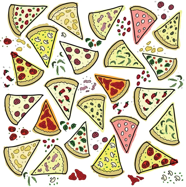 Stukken van verschillende pizza — Stockvector