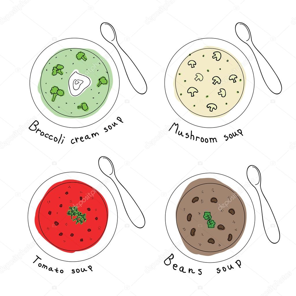 Different Soups In White Bowl Vector Illustration Stock Vector Image By C Sunsinger 41632825
