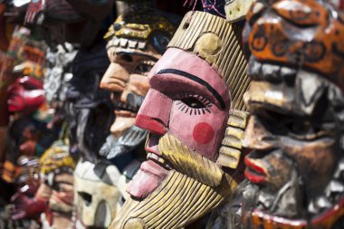 Souvenirs in the market in Chichicastenango, Guatemala clipart