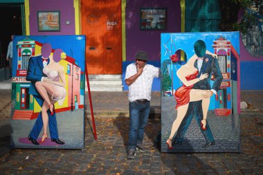 buenos aires Mayıs 01: renkli caminito la boca, sokak BÜ
