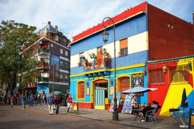 BUENOS AIRES MAY 01: Colorful Caminito street in the La Boca, Bu clipart