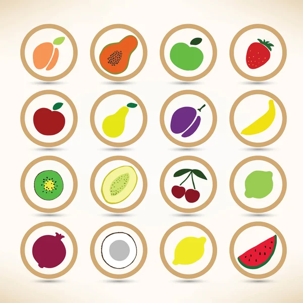 Colección de iconos vectoriales de varias frutas — Archivo Imágenes Vectoriales