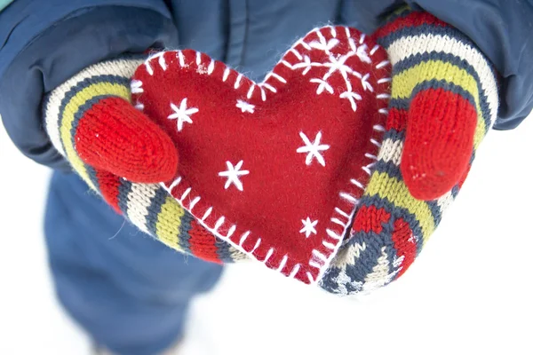 Cuore di Natale in guanti — Foto Stock