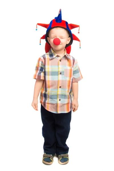 Child clown shut his eyes — Stock Photo, Image