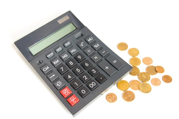 Сalculator and coins — Stock Photo, Image