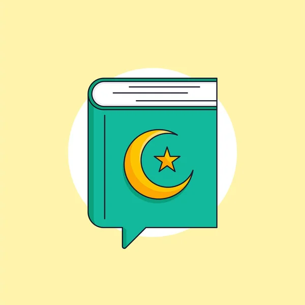 Libro Sacro Del Corano Islam Icona Illustrazione Con Parlare Bolla — Vettoriale Stock