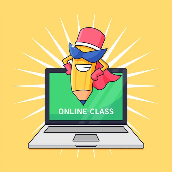 Μολύβι Σούπερ Ήρωας Διδασκαλία Online Τάξη Για Σχολείο Από Σπίτι — Διανυσματικό Αρχείο