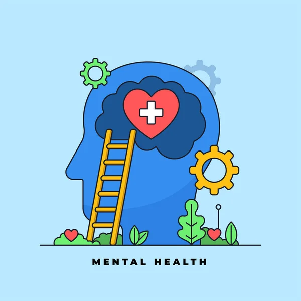 Mental Health Medical Psychology Treatment Visual Concept Big Head Love — Stock Vector