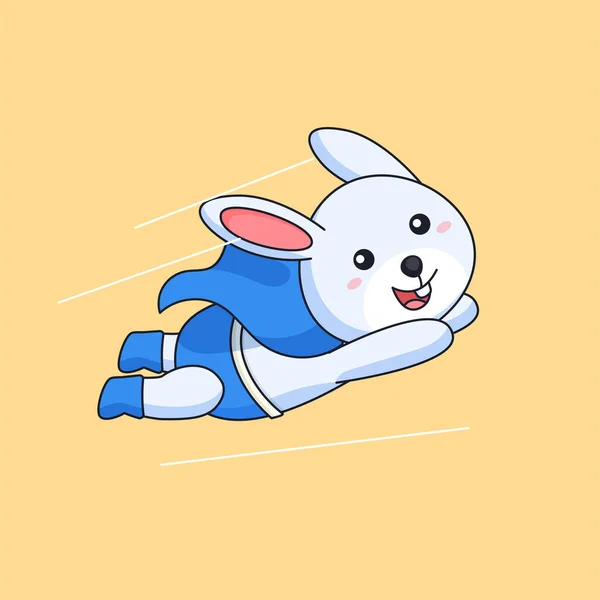 Flying Rabbit Super Hero Wearing Costume Cloak Animal Mascot Cartoon — Stock Vector