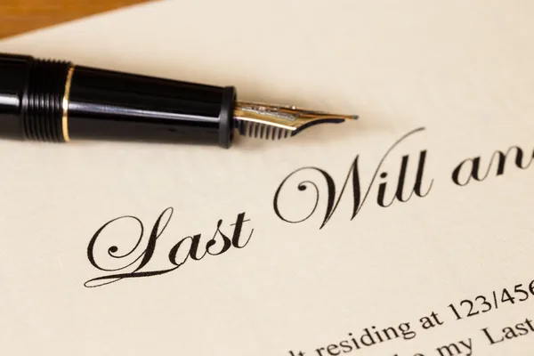 Last will and testament with pen concept for legal document — Stock Photo, Image