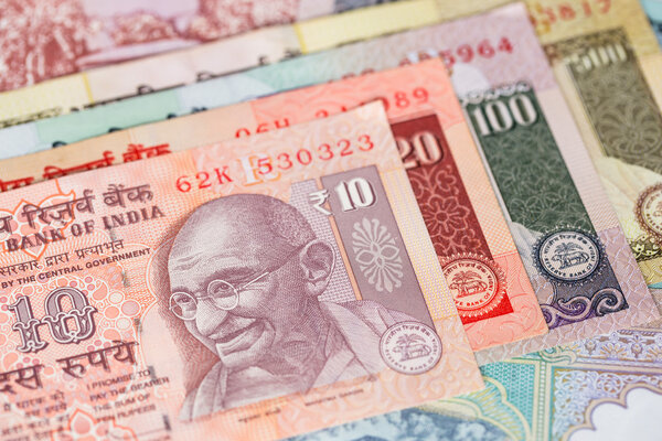 India rupee money banknote close-up