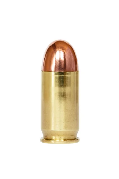 9 mm or .357 bullet on white background — Stock Photo, Image