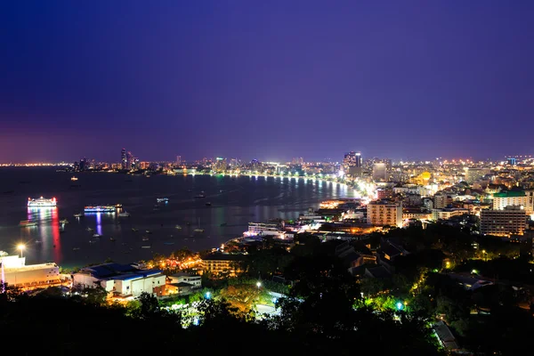 Pattaya miasto Port w zmierzchu, Tajlandia — Zdjęcie stockowe