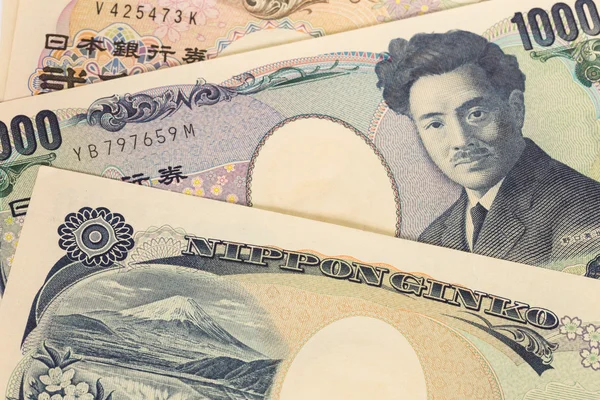 Банкнота с японскими деньгами крупным планом — стоковое фото