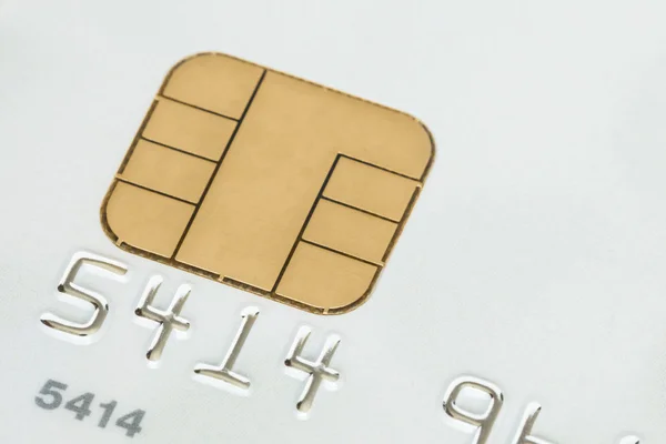 White credit card with micro chip selective focus — Stock Photo, Image