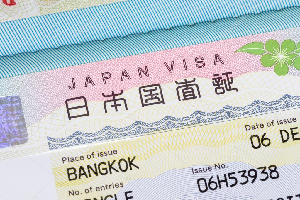 Japan visa in passport macro
