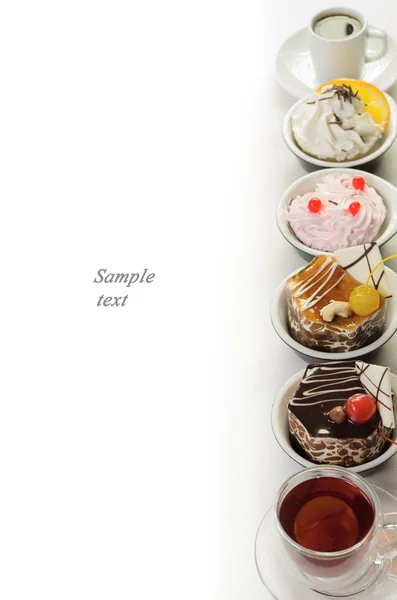 Strony menu restauracji herbata, ciasto, deser — Zdjęcie stockowe