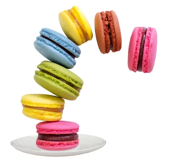 Macarons sur une soucoupe Photos De Stock Libres De Droits