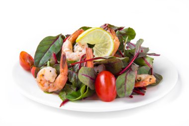 shimp, domates ve pazı salatası