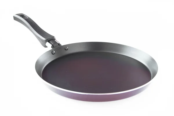 Изолированная чёрная сковородка — стоковое фото
