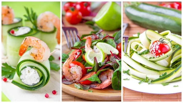 Collage of fresh healthy appetizer — Stock Photo, Image