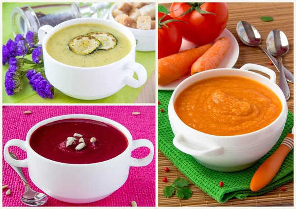 Collage of cream soup — Stock Photo, Image