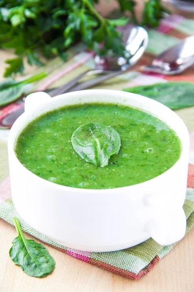 Sopa de crema aterciopelada de espinacas — Foto de Stock